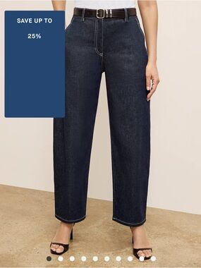 NWT The Bari Barrel-Leg Jean - Stretch Denim in Midnight Wash